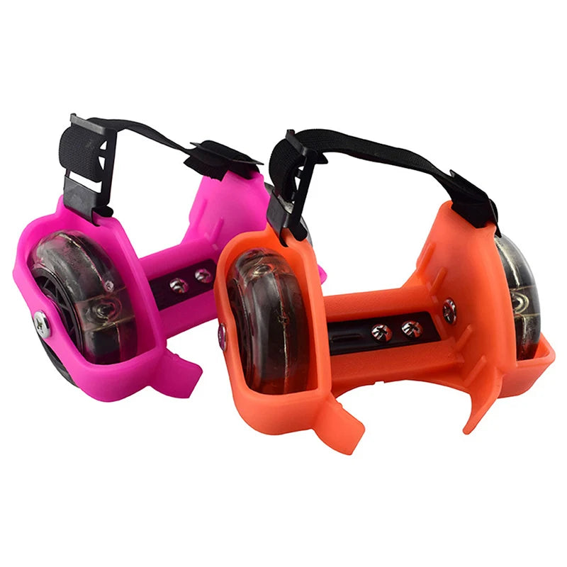 Outdoor Skating Shoe Two-Wheeled Heel Wheels Adjustable Roller Skates PVC 3 Color LED Flashing Luminous Wheel Shoes For Children