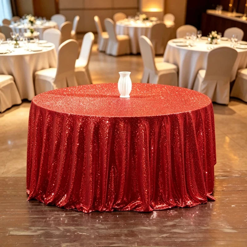 Shiny Sequin Round Tablecloth Sparkly Fabric Table Cover Wedding Banquet Party Decor Multi Round Sizes Available