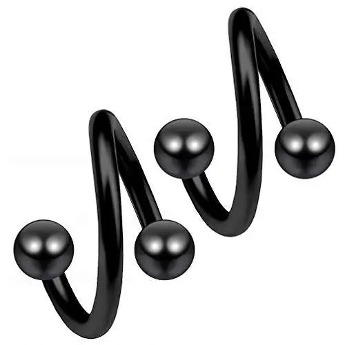 1Pair  Surgical Steel Spiral Twisted Lip Ring Nose Rings 16 Gauge Ear Cartilage Helix Piercing Body Accessories Jewelry