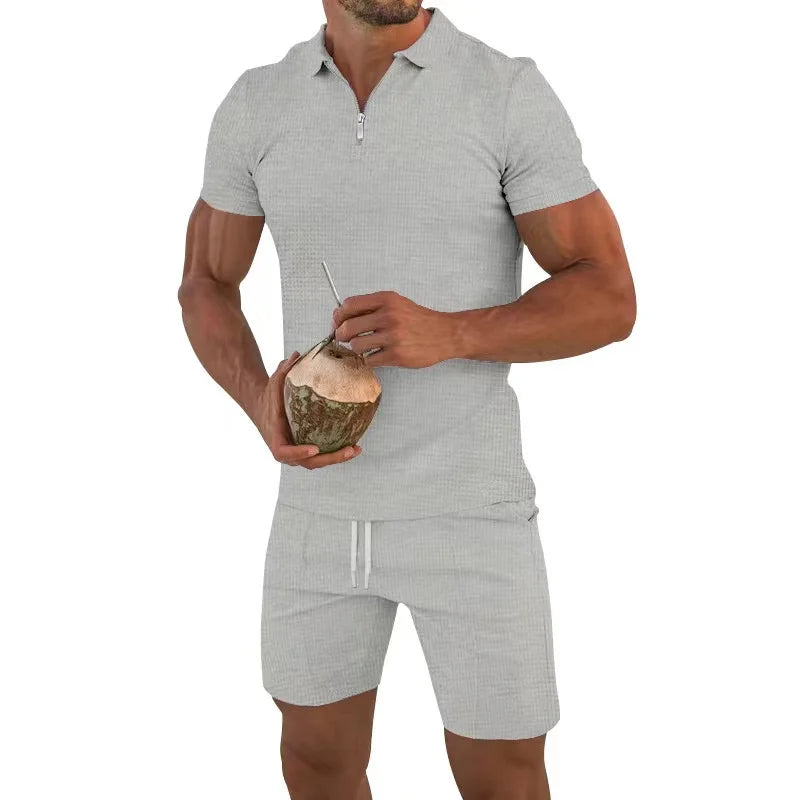 2024 new men's sportswear short sleeved T-shirt and sports shorts summer casual jogging pants set men's two-piece set