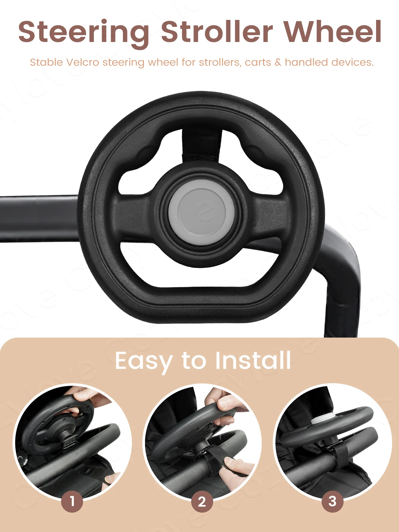 Stroller Steering Wheel Attachment | Stable Handlebars for Baby Strollers, Easy Grip for Toddlers