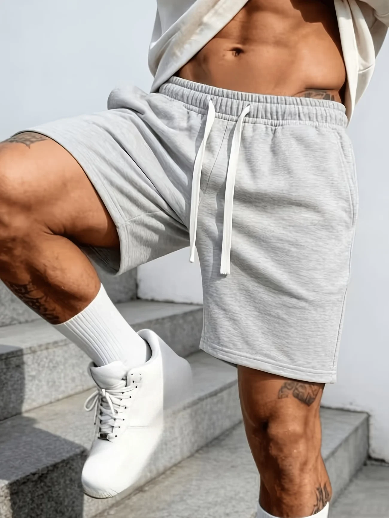 Comfortable Fitness Mens Summer Casual Shorts Drawstring Athletic Shorts Loose Women Cotton Sweatpants Sports Jogging Beach Pant