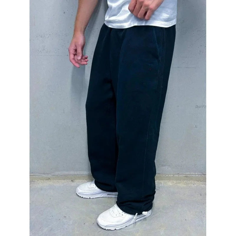 autumn winter man/woman Jogging Straight Sweatpants Street Style wide leg pants Casual Solid colors versatile Loose Men's