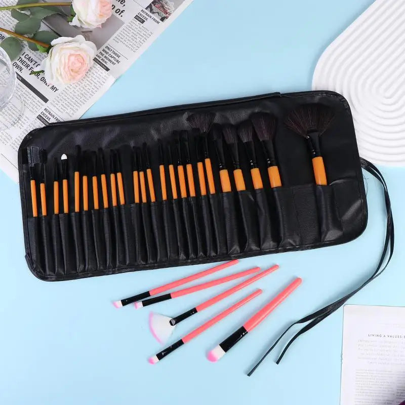Professional 24Pcs Beauty Brush Set Includes All Makeup Brushes with Organizer Bag for Personal and Travel UseHot