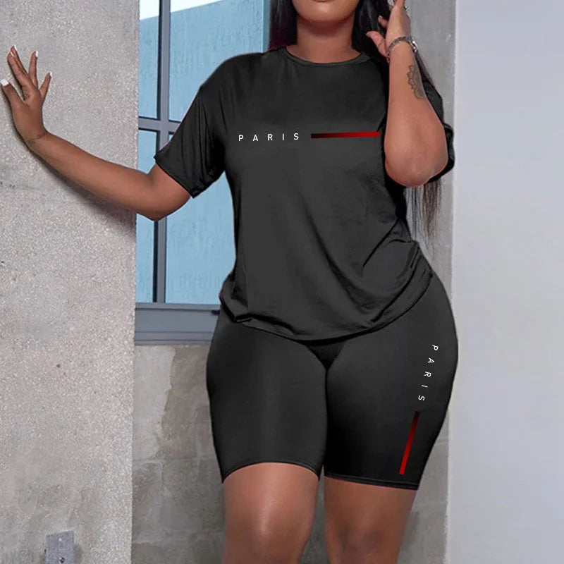 2026 Summer Two Piece Set for Women T-Shirts and Shorts Ladies Casual O-Neck Pullover Short Sleeve T-Shirt Casual Tracksuit