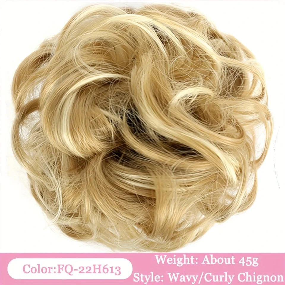 OLACA Synthetic Hair Bun Bands Blonde Black Messy Curly Chignon Donut Updo Scrunchies Fake Hair Pieces For Women Hair Extensions