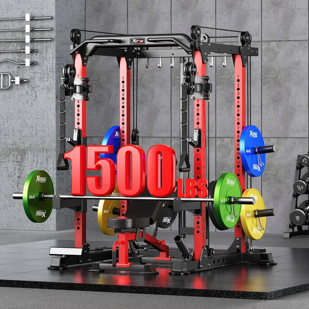 Multi-Function Power Rack Cable Crossover System Squat Home Gym, Custom