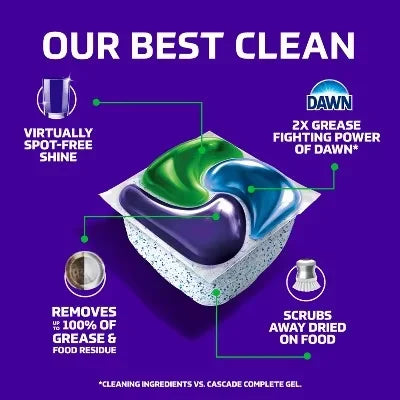 Dishwasher Detergent Pods Fresh Scent 9 Count Single Dose Grease Removing Capsules for Spot Free Dishes