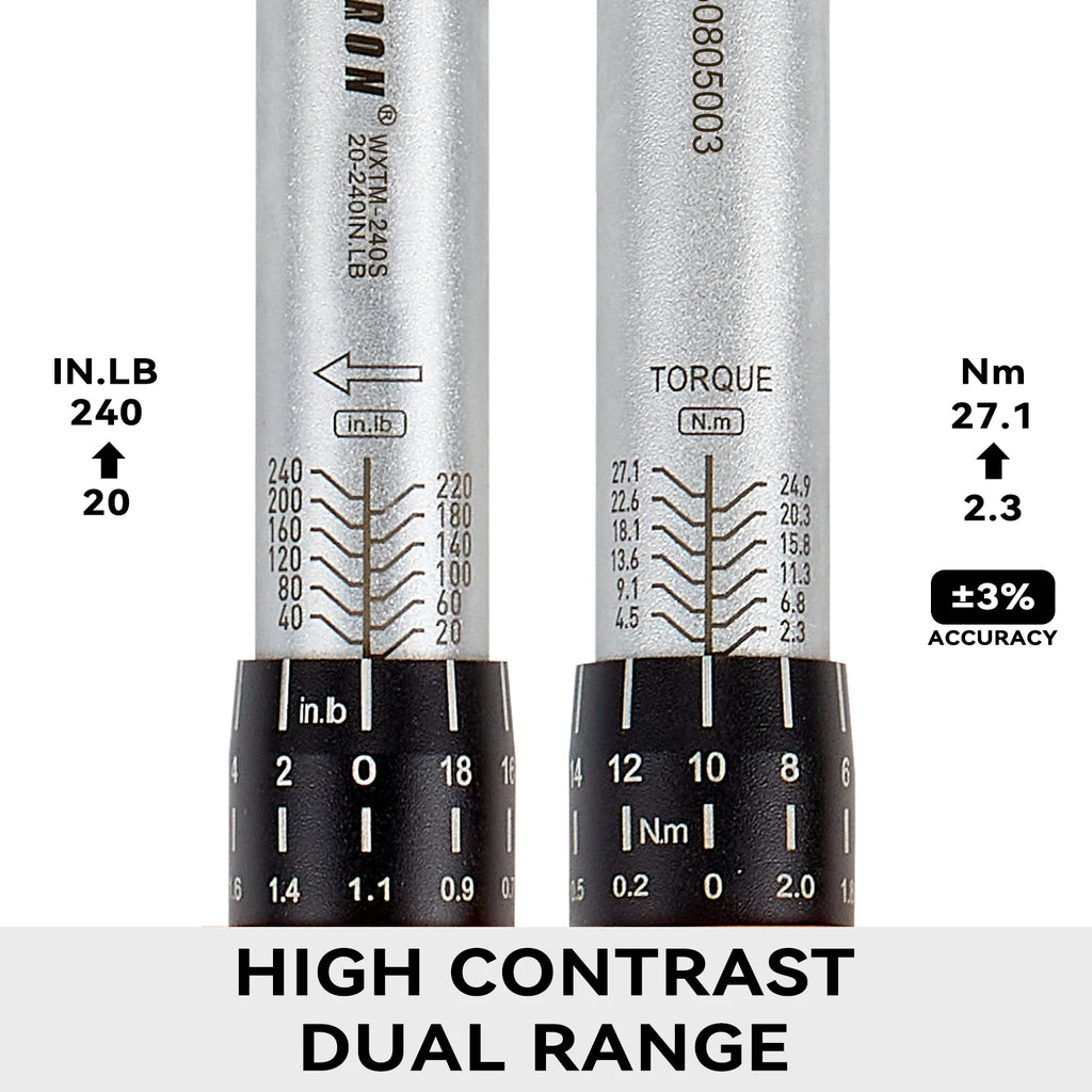 Waxtron 1/4'' Drive Torque Wrench 15PCS 20-240 IN.LB Accuracy ±3% Professional Torque Wrench For Bicycle Motorcycle Hand Tools