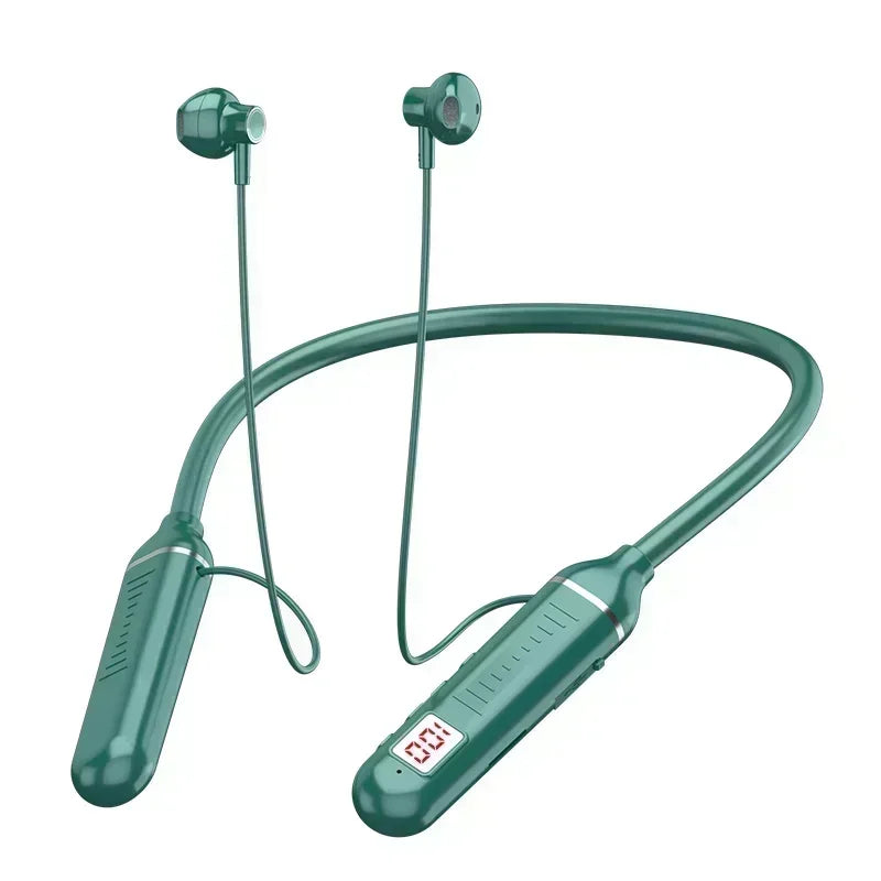Wireless Earphones Bluetooth 5.3 Neckband Headphones Gaming LED Display HIFI Headset Sports TWS Earbuds With Mic TF Card