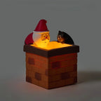 1 PC Glowing Chimney Santa Claus and Cat Decoration Illuminated Novelty Christmas Gift for Holiday Display Resin Figurines Craft