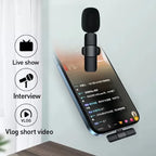 KEBIDUMEI 2.4G Wireless Lavalier Microphone Portable Audio Video Recording for iPhone Android Live Broadcast Gaming Phone