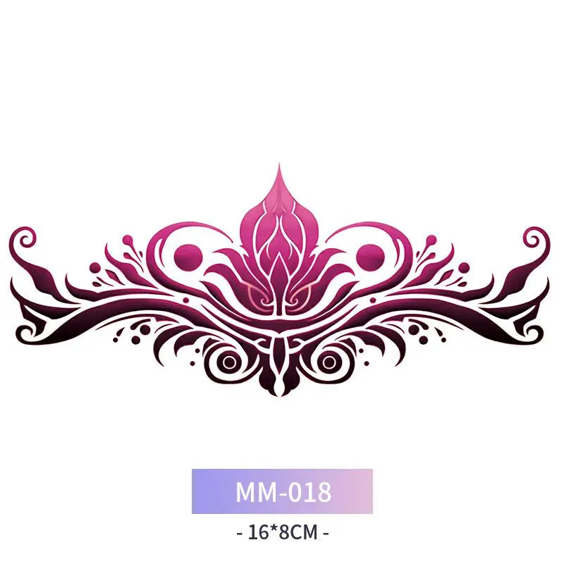 Pink Succubus Totem Tattoo Stickers for Woman Art Temporary Tattoos Set Waterproof Sexy Abdomen Lasting Fake Tattoo Cover Scars