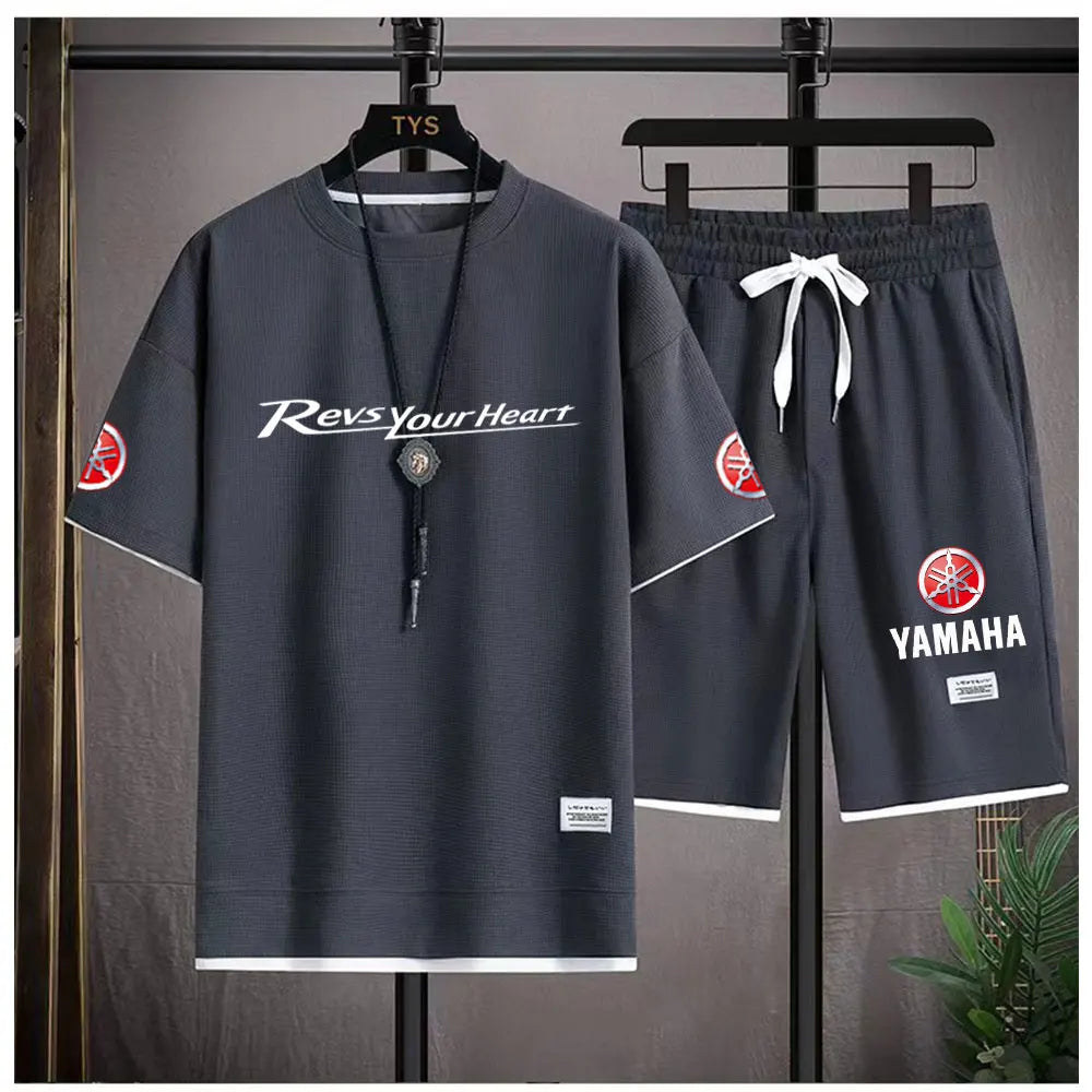 2026 Yamaha Racing Men's Sport Clothing Set Spring/Summer Short Sleeve T-Shirt & Sports Shorts Running Men's Athletic Wear