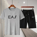 2026 Summer New Men Crew Neck Short Sleeve T-Shirt Sports Shorts 2 Piece Set Breathable Quick Dry Comfortable Casual Fitness
