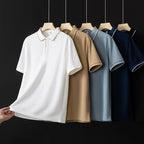 2026 New Men's Business Casual Short Sleeved Shirt Solid Color Polo Shirt Fashionable Breathable Comfortable Versatile Top