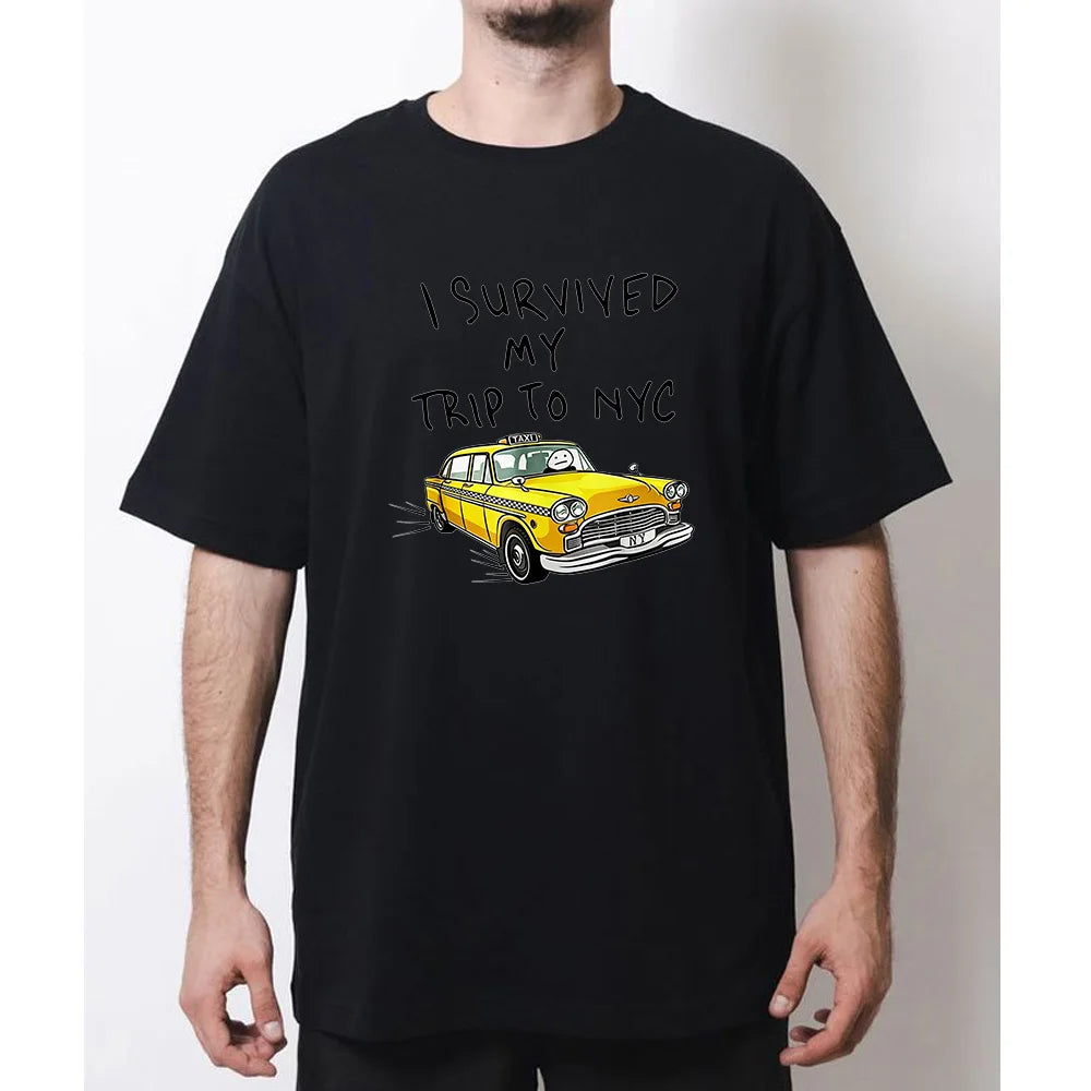 I Survived My Trip To NYC T Shirt New York City Yellow Taxi Shirt Woman Man Summer Cotton Graphic T Shirts Adult O-neck Tops