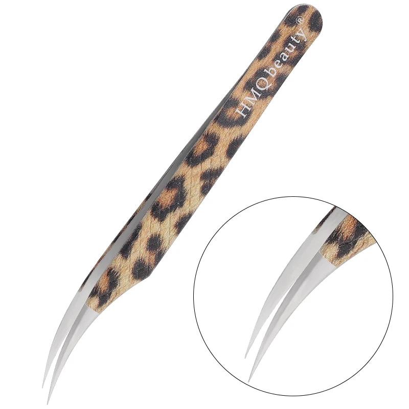 1Pcs Leopard Lash Tweezers Stainless Steel Superhard Tweezer 3D Volume Accurate Anti-Static Eyelash Extension Clip