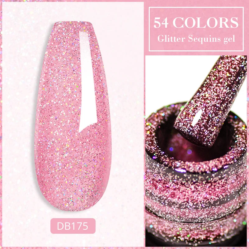 Mtssii 7ML Colorful Reflective Gel Nail Polish Glitter Sparkling Flash Glitter Gel Polish Semi Permanent Varnish Soak Off Nails