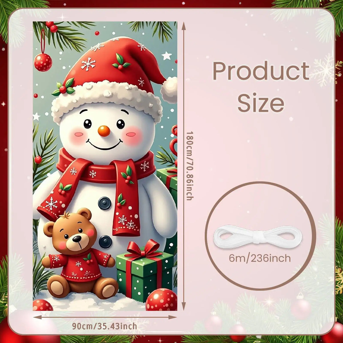 Christmas Door Cover Decorations Santa Claus Send Gift Background Banner for Indoor Outdoor Home Porch Holiday Decor Supplies