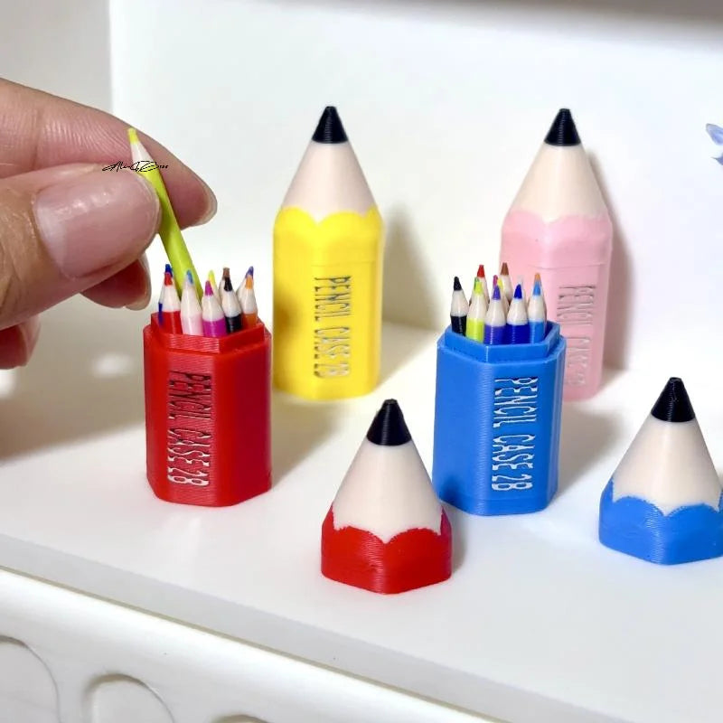 10/12Pcs Miniature School Supplies Toy Set for Kids Includes Colored Pens Mini Pencils Dollhouse School Accessory Props