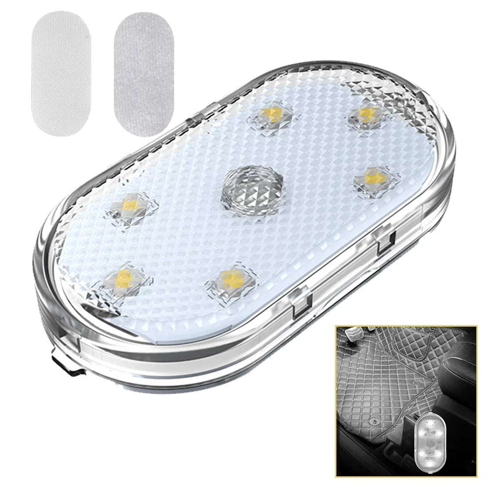 1pc Car LED Light Interior Lighting Atmosphere Lamp for Armrest Box Trunk Switch Touch Control Wireless Mini LED Foot Lights