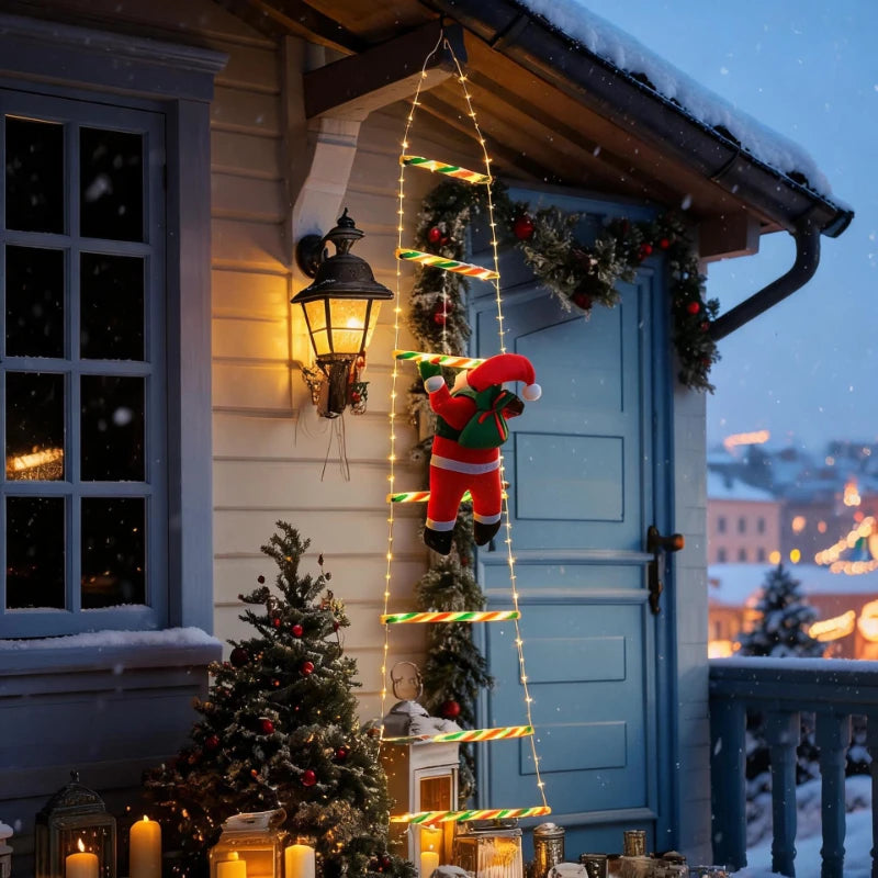 Christmas Decoration 2027 Glowing Santa Claus Climbing Ladder Room Decoration Home Outdoor Garden Cristmas Tree Ornement Gift