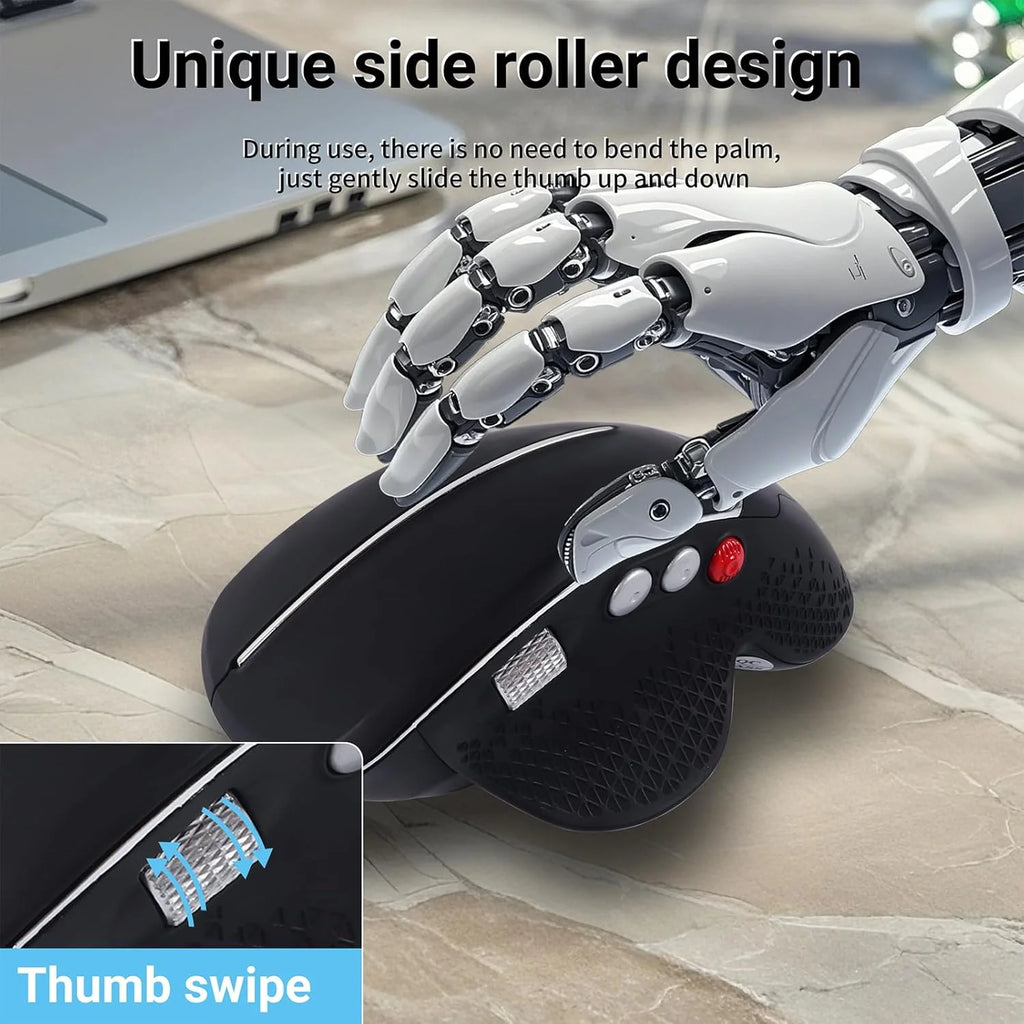 Wireless Ergonomic Vertical Mouse USB Wireless Mouse Side Roller Slient Click Mouse for Computer Laptop