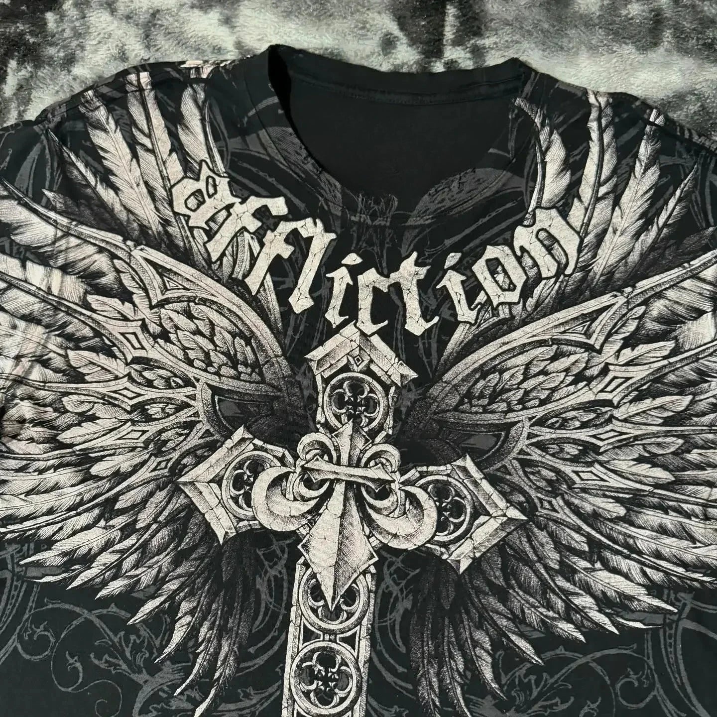 2000s affliction T-shirt Vintage Clothing Punk Hip Hop Graphic Print Oversized T shirt Men Round Neck Cotton Short Sleeve Tops