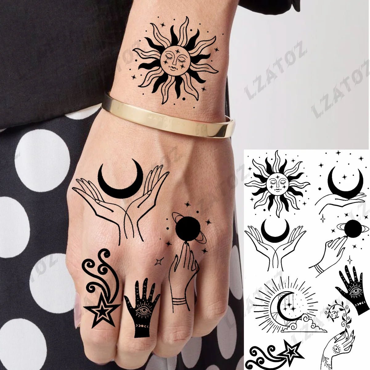 Realistic Eye Flower Temporary Tattoos For Woman Adults Rose Butterfly Tiny Fake Tattoo Sticker 3D Finger Waterproof Tatoos