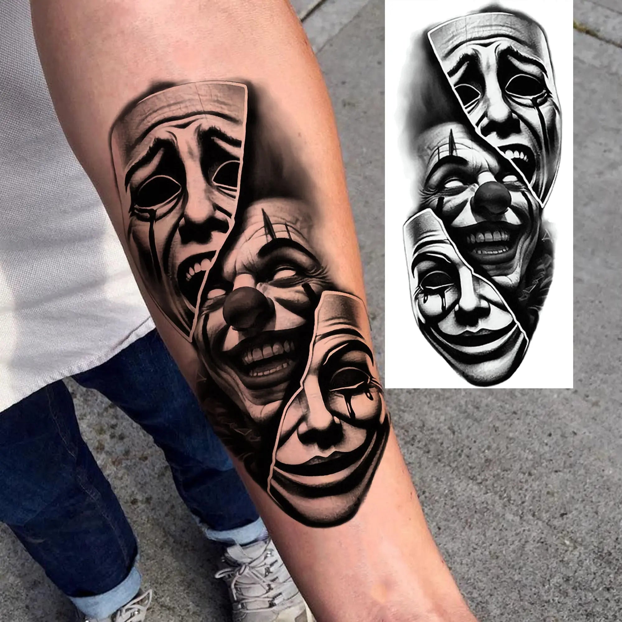 1 Sheet Joker Bad Guy Gangster Temporary Tattoos For Men Women Realistic Fake Tattoos Waterproof Long Lasting Arm Tatoo Stickers
