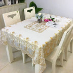 PVC Rectangular Dining-Table Tablecloth Oil Resistant Tabletop Protective Cloth Household Plastic High-end Lace Table Covers Mat