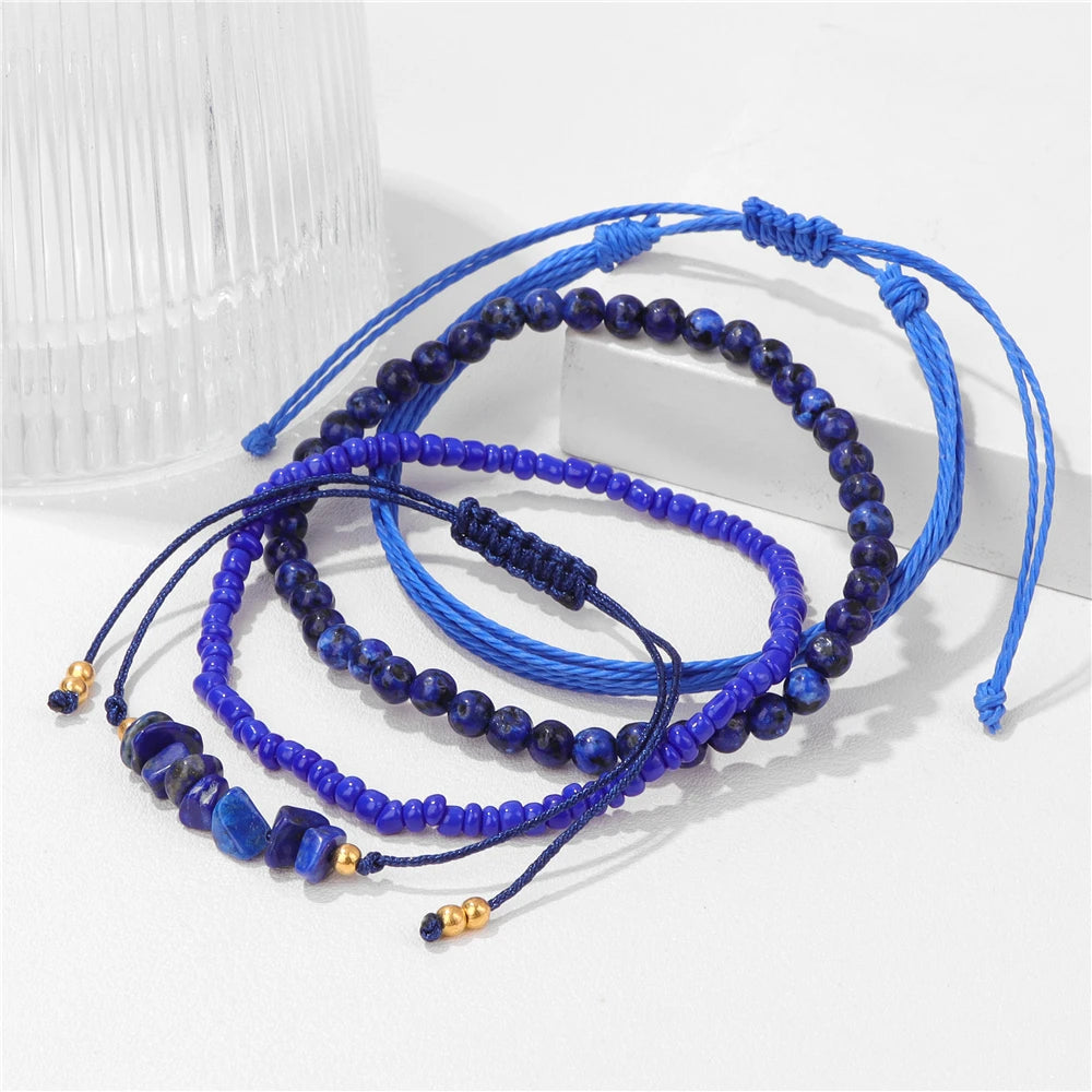 4pcs/Set Colorful Minimalism Small Beads Bracelet Green Pink Purple Orange Summer Beach Gathering Women Girl Party Gifts Jewelry
