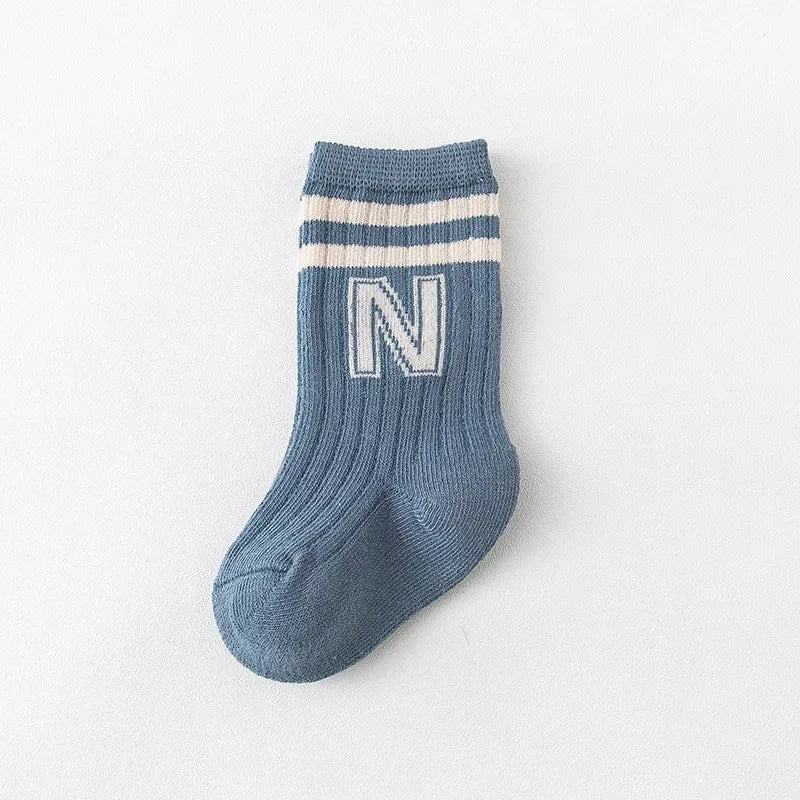 Fashion Stripped Baby Socks Korean Soft Cotton Breathable Elastic Middle Tube Socks Toddler Infant Kids Casual Short Socks