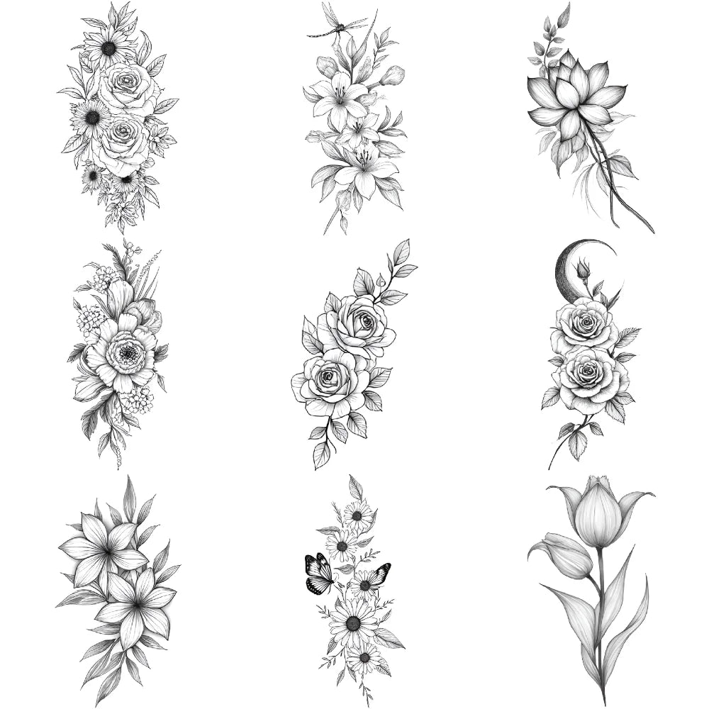 Tattoo Stickers English Word Waterproof Long Lasting Realistic Transfer Temporary Black Letters Feather Body Art For Men Women