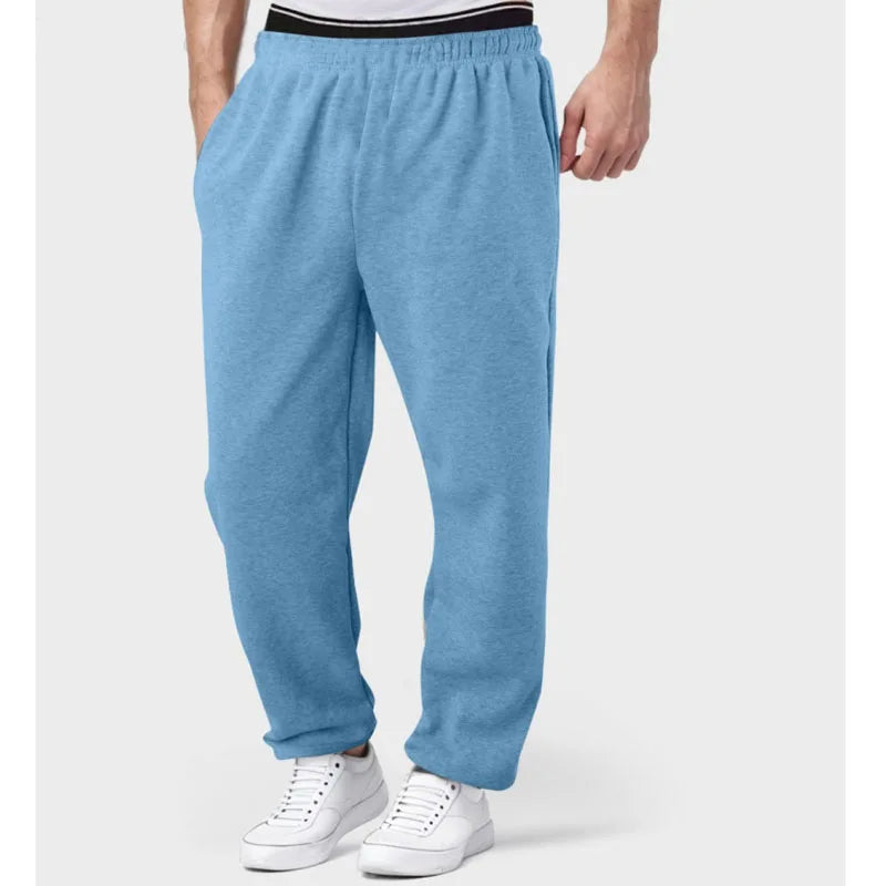 autumn winter man/woman Jogging Straight Sweatpants Street Style wide leg pants Casual Solid colors versatile Loose Men's