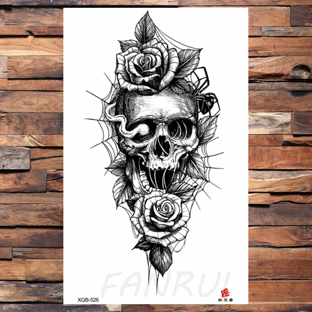 Watercolor Rose Flower Temporary Tattoo For Women Kids Girls Cherry Fake Tattoos Sticker Sexy Lotus Henna Waterproof Tatoo Waist