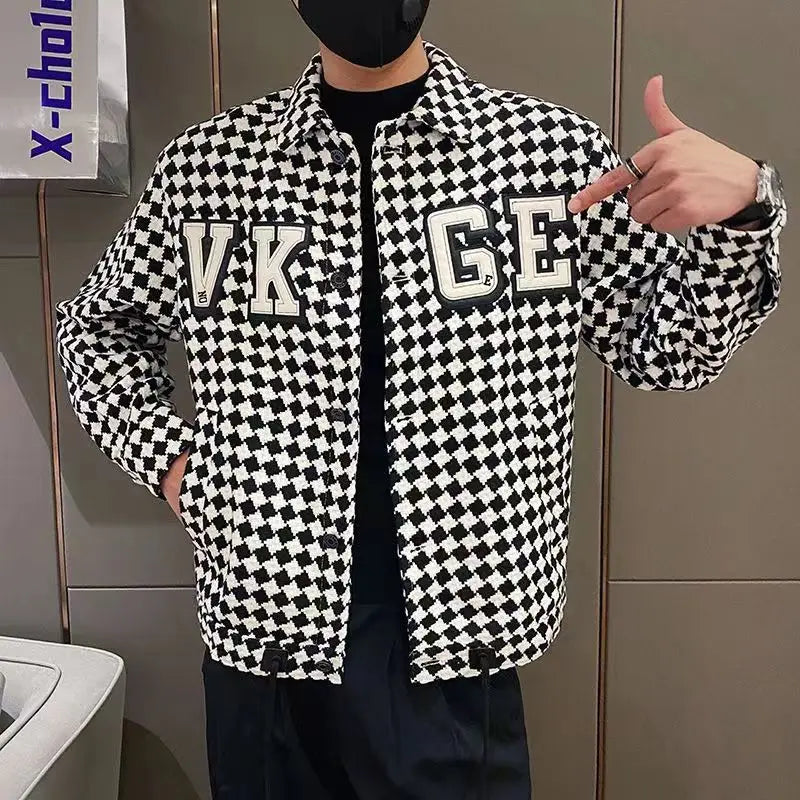 Men's Casual Jacket Spring Autumn Button Lapel Work Coat New plaid Multi-pocket Tops Men Fashion High Quality