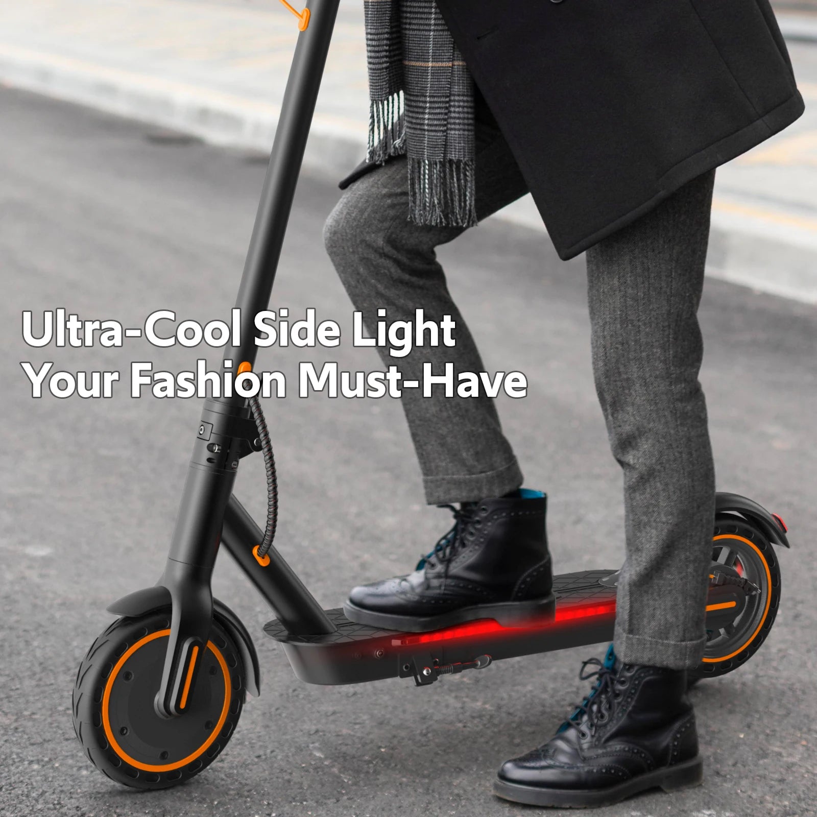 Electric Scooters for Adults&Teen, 550W Motor 19Mph Top Speed E-Scooter, 19 Miles Range, Folding w/Side Lights, UL2272 Dual Brake & App