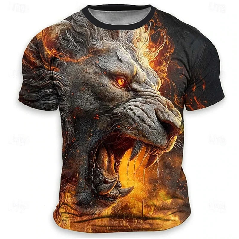 Funny 3D Tiger Print Men's T Shirt Hip Hop Trend Harajuku Streetwear Casual O-neck Loose Tops Summer Fashion Animal Pattern Tees