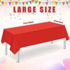 Red Plastic Tablecloth, Premium Decorative Red Disposable Tablecloth, Rectangular Party Tablecloth For Birthday, Christmas