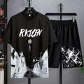 2026 Summer Sets Fashion Tracksuit Men Short Sleeve T Shirts sport Short Two-piece Suit Men Joggers sweatpants outfits two piece