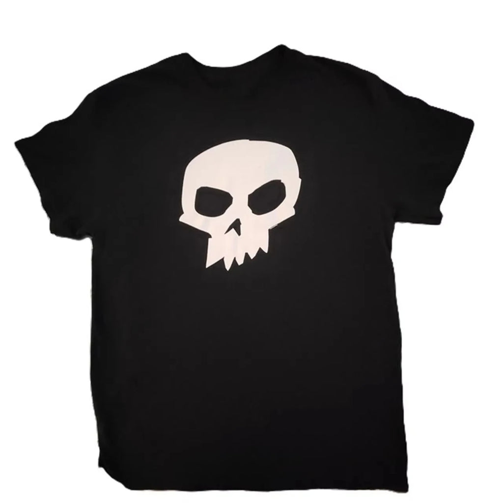 Streetwear Black Tee Bold White Simple Skull Front Graphic T Shirt Oversized Emo Punk Style Soft Cotton Daily Unisex Tee