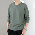 Men Long Sleeve t-Shirt Tops Fashion Waffle t Shirt o Neck Slim Fit t-Shirts Comfortable Tee Soild Casual Tshirt Man Clothing