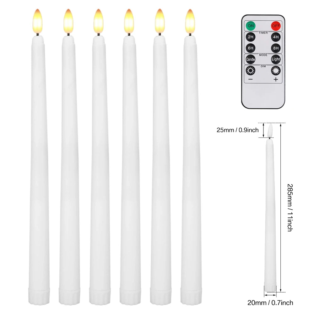 6-12-24Pcs Flameless Taper Candles Battery Operated LED Candle Flickering Candles Faux Candle Halloween Christmas Wedding Decor
