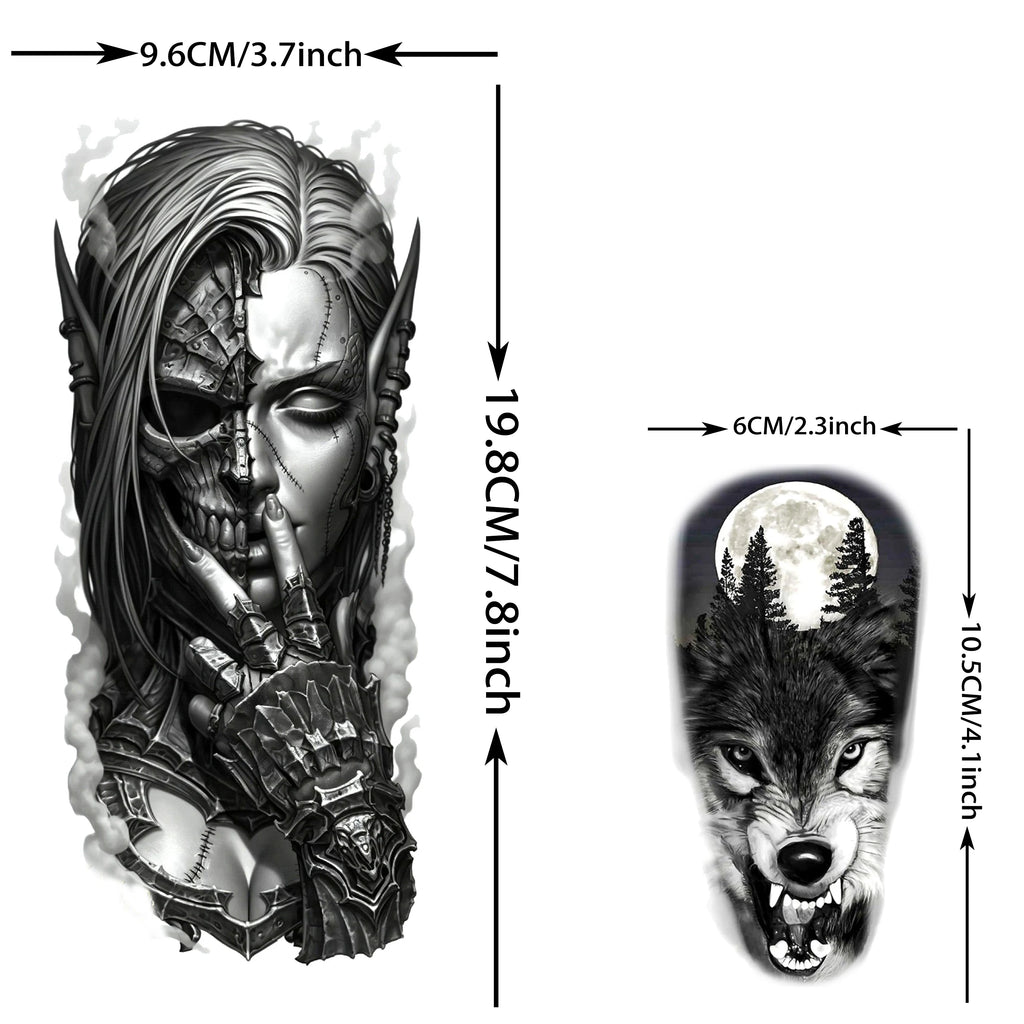 73 Sheets Cool Lion Wolf Temporary Tattoos For Men Women Waterproof Jesus Zeus Tatoos Realistic Fake Tattoo Arm Hands Stickers