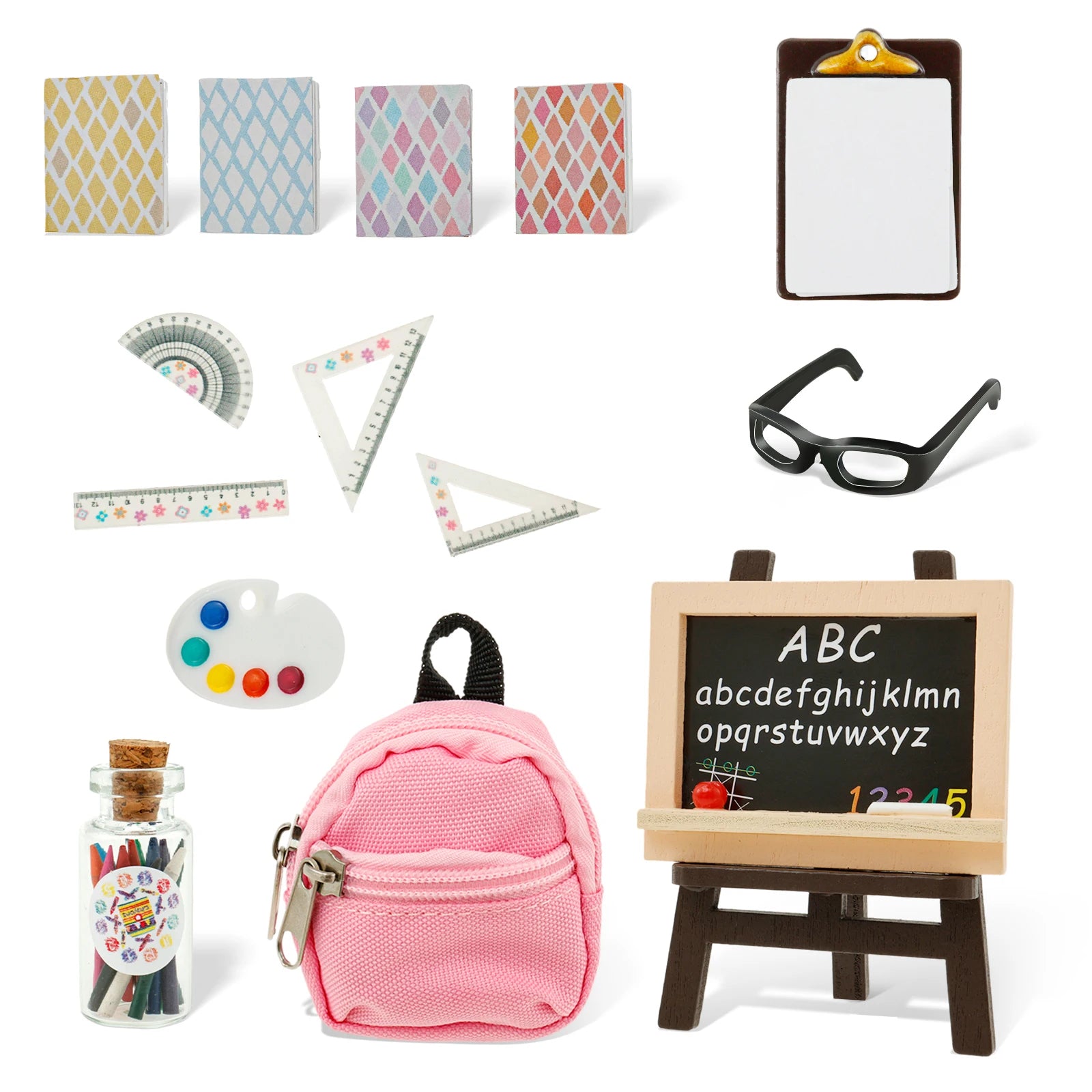 Mini School Supplies Cute Doll Bag Toys Decorative Dollhouse Study Tool School Accessories Adorable Mini School Accessories