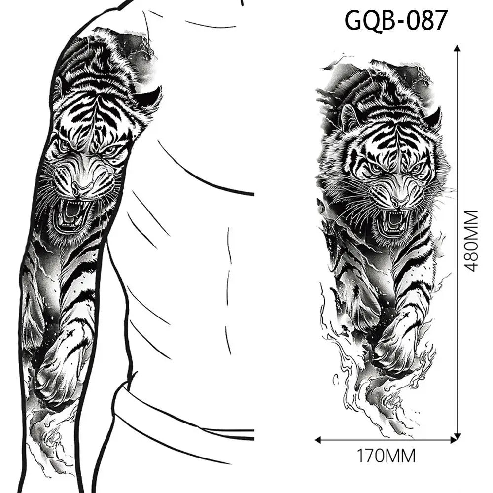 1 PC Temporary Fake Tattoo Colorful Water Transfer Stickers Waterproof Fake Tattoo Lasting Full Leg Arm Decor Body Art Paster