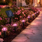 Solar Powered Ground Stake Pathway Lights Warm Glow Garden Walkway Lawn Yard Patio Landscape Decorative Lights