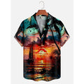 Men's Hawaii Summer Dusk Pattern Casual Shirt 3D Beach Funny Short Sleeve Womens Clothes Blouse New Hot Sale Floral y2k Tops 4XL